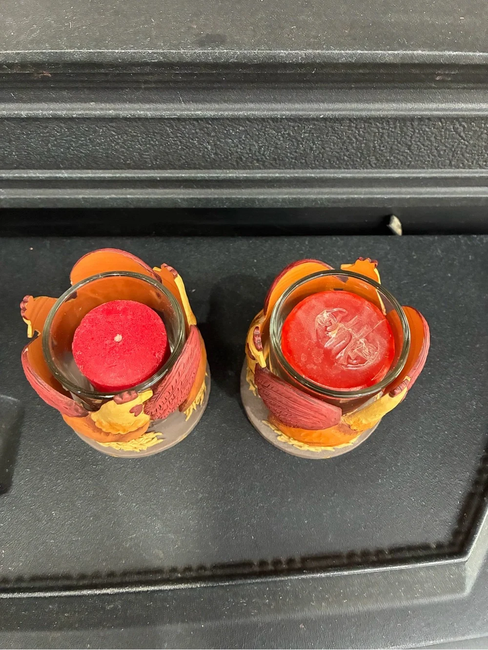 Yankee Candle Rooster Chicken Ceramic Votive Candle Holder Farmhouse Lot of 2